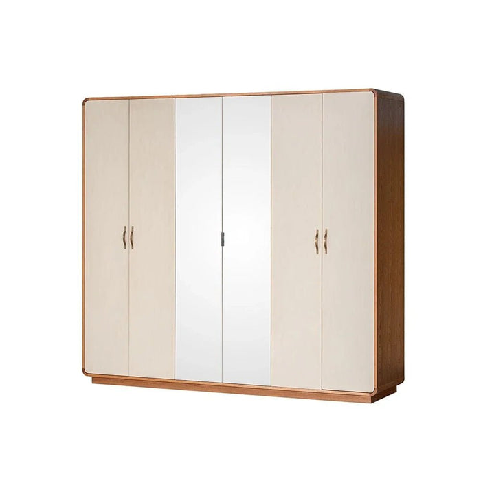 Nordomi 6 Door Wardrobe With 2 Mirrors - Beige/Natural - With 2-Year Warranty