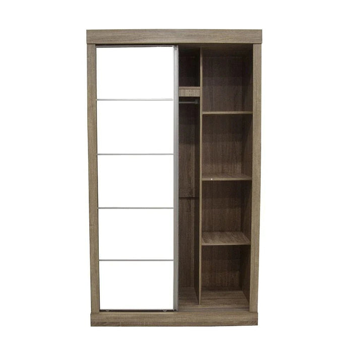 Supreme 2-Door Compact Sliding Door Wardrobe with Mirrors - French Sonoma Oak - With 2-Year Warranty