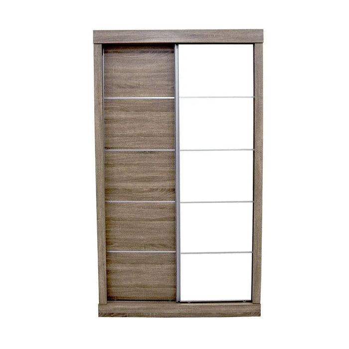 Supreme 2-Door Compact Sliding Door Wardrobe with Mirrors - French Sonoma Oak - With 2-Year Warranty