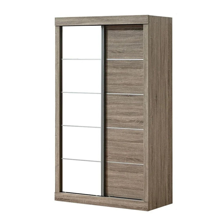 Supreme 2-Door Compact Sliding Door Wardrobe with Mirrors - French Sonoma Oak - With 2-Year Warranty