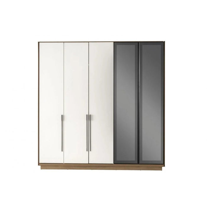 Amara 5 Door Wardrobe With 2 Glass - Oak/White