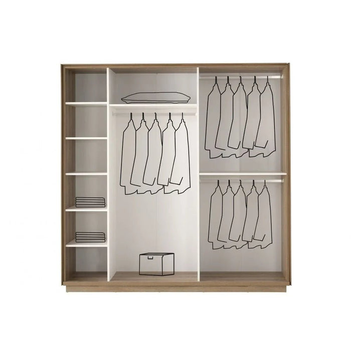 Amara 5 Door Wardrobe With 2 Glass - Oak/White