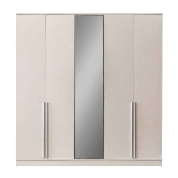 Gotham 5 Door Wardrobe With Mirror - Grey