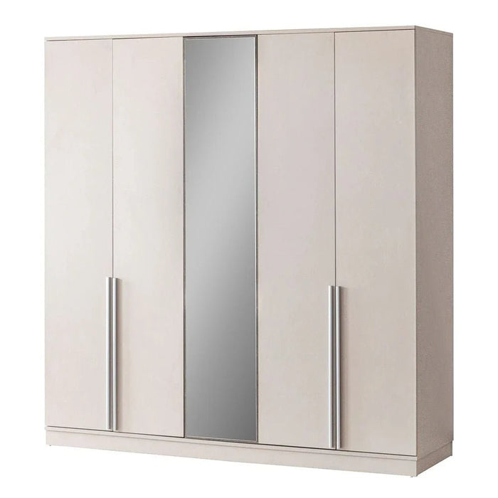 Gotham 5 Door Wardrobe With Mirror - Grey