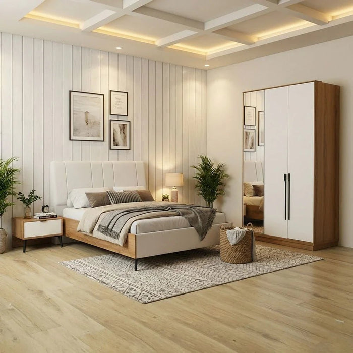 Amara 3 Door Wardrobe With 1 Mirror -Oak/White