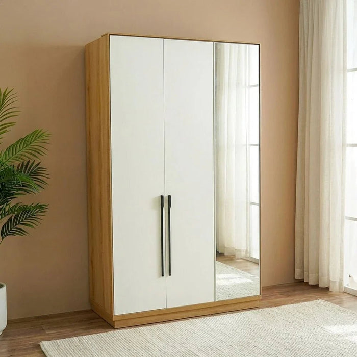 Amara 3 Door Wardrobe With 1 Mirror -Oak/White