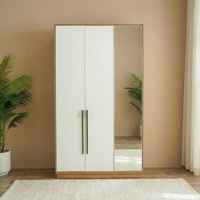 Amara 3 Door Wardrobe With 1 Mirror -Oak/White