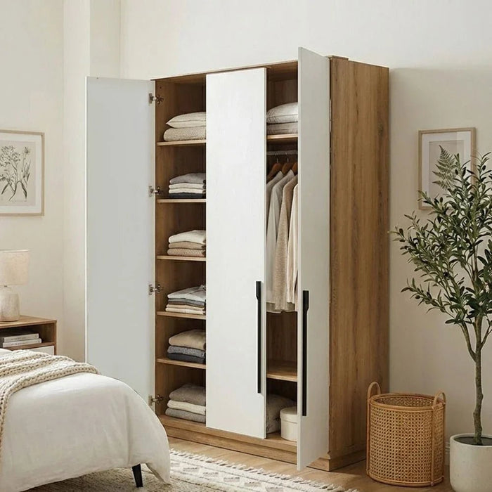 Amara 3 Door Wardrobe With 1 Mirror -Oak/White