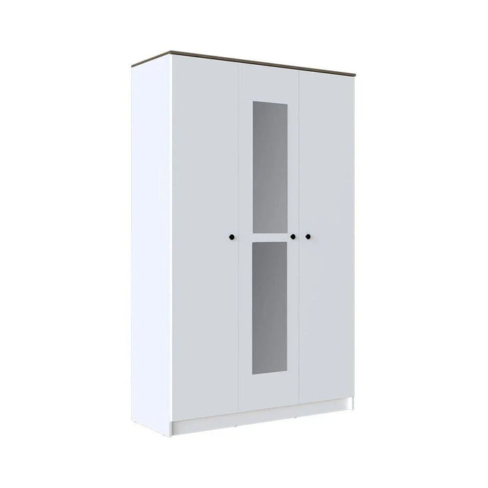 Pera 3 Door Wardrobe With Mirror White / Light Oak