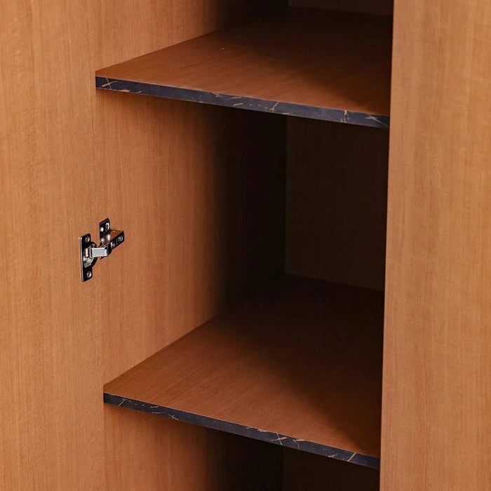 Pera 3 Door Wardrobe With Mirror Walnut/Black Marble