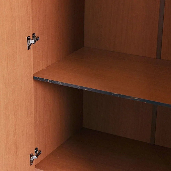 Pera 3 Door Wardrobe With Mirror Walnut/Black Marble