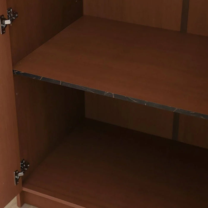 Pera 5 Door Wardrobe With Mirror Walnut/Black Marble