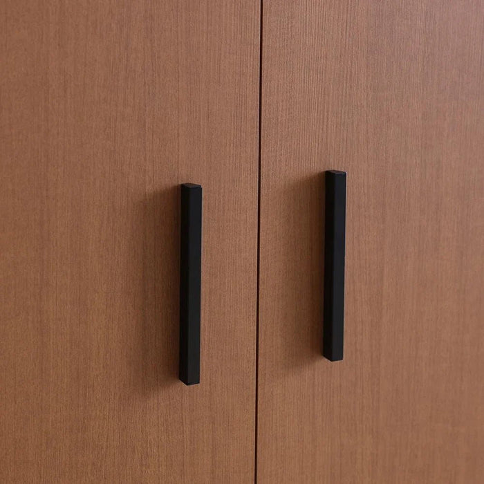 Pera 5 Door Wardrobe With Mirror Walnut/Black Marble