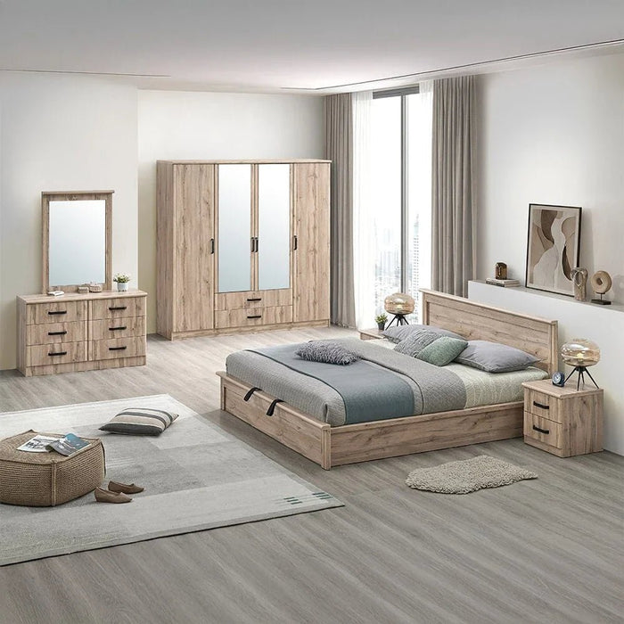 Raymond 4 Door Wardrobe With 2 Drawers & 2Mirrors-Canada Oak
