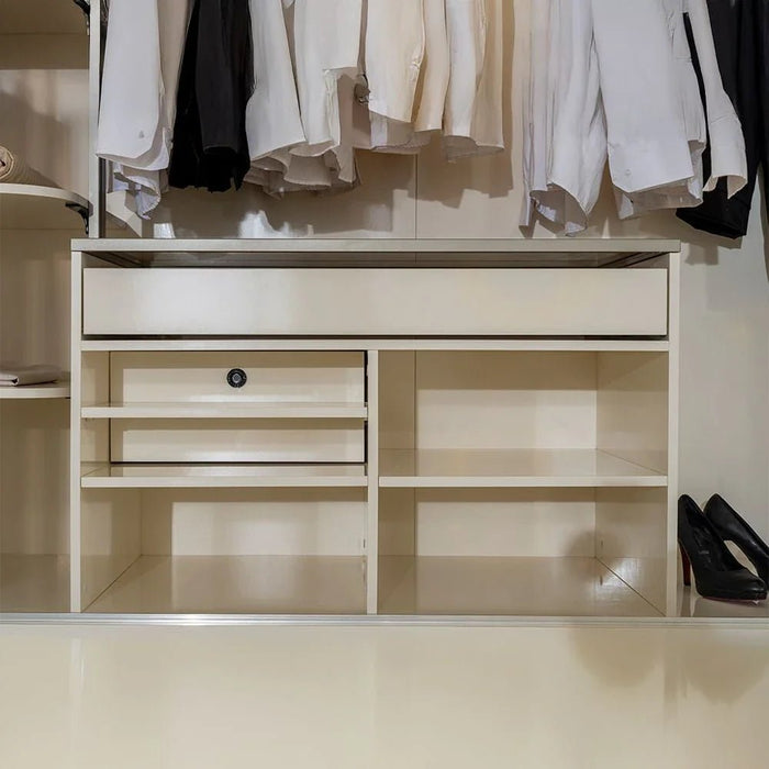 Paris Accordion Modular Wardrobe with Hidden Safe, LED & 2 Drawers - Beige - With 5-Year Warranty