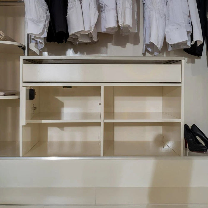 Paris Accordion Modular Wardrobe with Hidden Safe, LED & 2 Drawers - Beige - With 5-Year Warranty