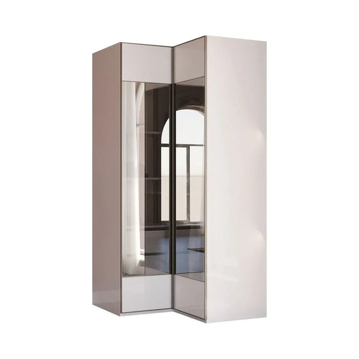 Paris Corner Wardrobe With Led & 3 Drawers - Beige