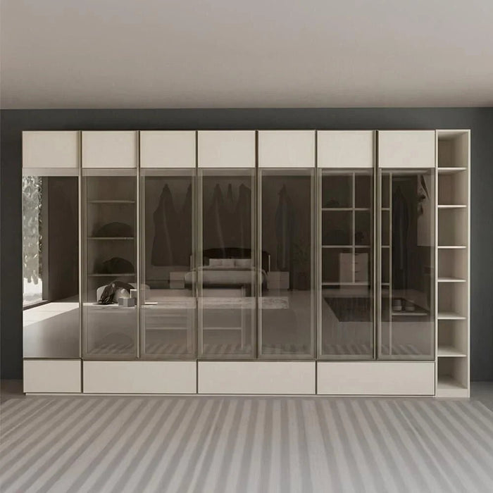 Paris Corner Wardrobe With Led & 3 Drawers - Beige