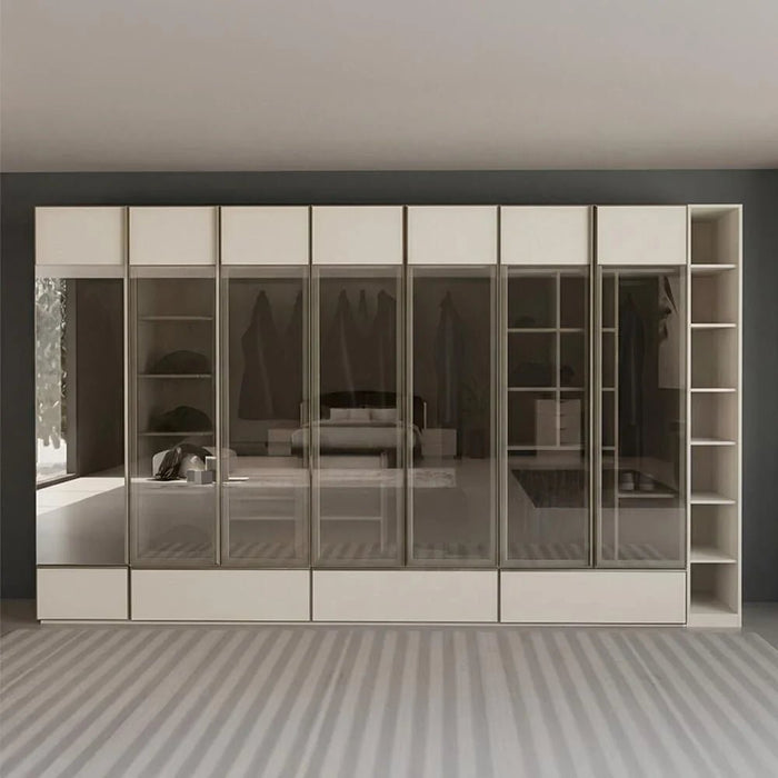 Paris 50Cm Left Wardrobe With Led, Hanger & Drawer - Beige
