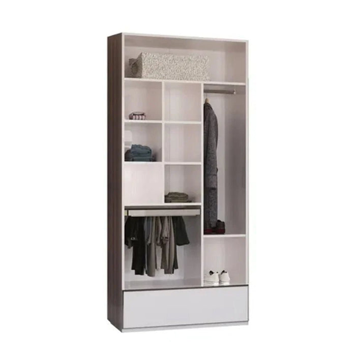 Paris 1 Meter Wardrobe With Led, Trouser Hanger & Drawer - Beige