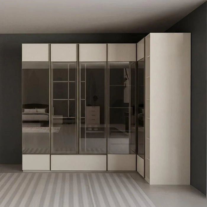 Paris 1 Meter Wardrobe With Led, Trouser Hanger & Drawer - Beige