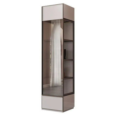Paris 50Cm Right Wardrobe With Led, Glass Shelves & Drawer - Beige