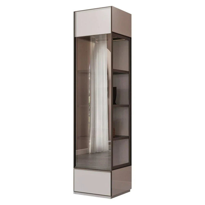 Paris 50Cm Right Wardrobe With Led, Glass Shelves & Drawer - Beige
