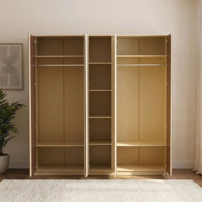 Bellano 5 Door Wardrobe With Mirror - Taupe/Wenge