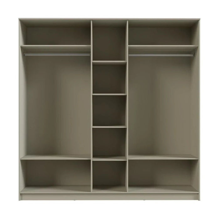 Bellano 5 Door Wardrobe  With Mirror - Taupe/Oak