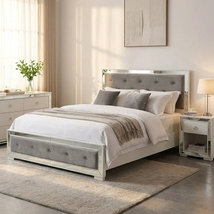 Ezekiel 180x200 King Bed-White/Silver-With 2-Year Warranty