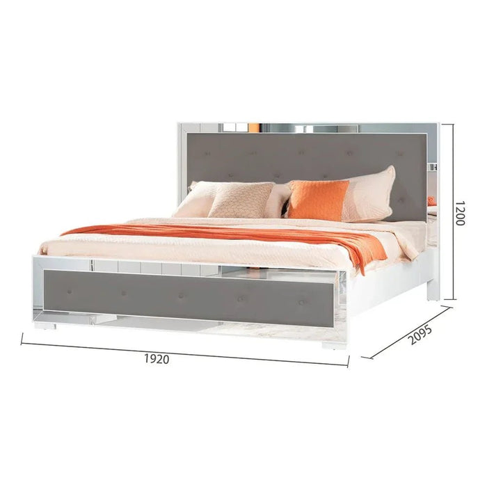 Ezekiel 180x200 King Bed-White/Silver-With 2-Year Warranty