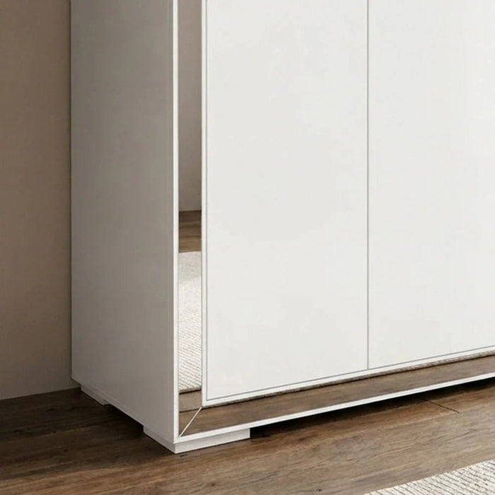 Ezekiel 6 Door Wardrobe-White/Silver