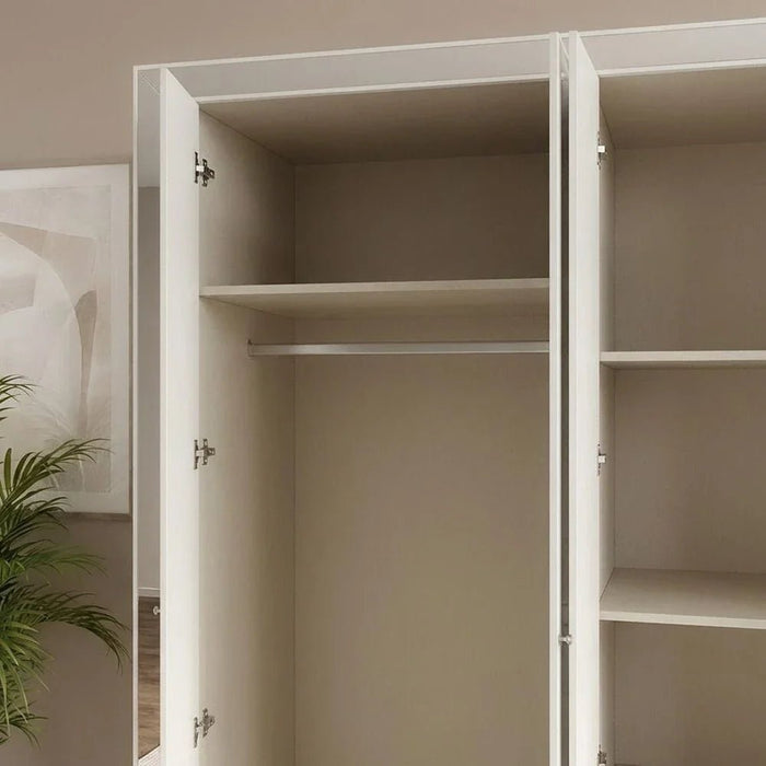 Ezekiel 6 Door Wardrobe-White/Silver
