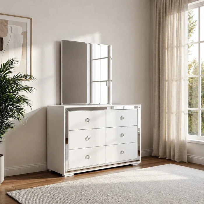 Ezekiel Dresser with Mirror-White/Silver