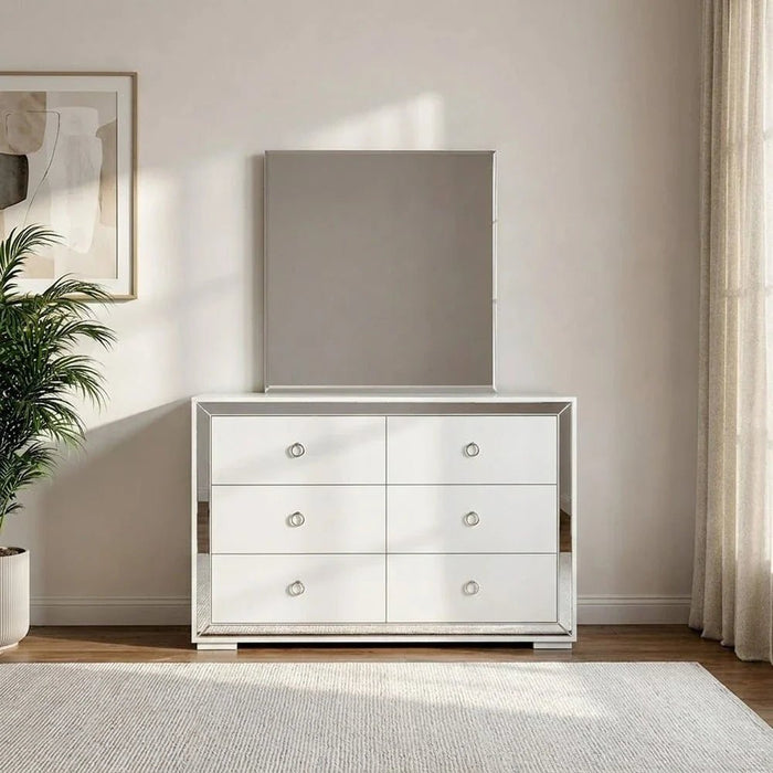 Ezekiel Dresser with Mirror-White/Silver
