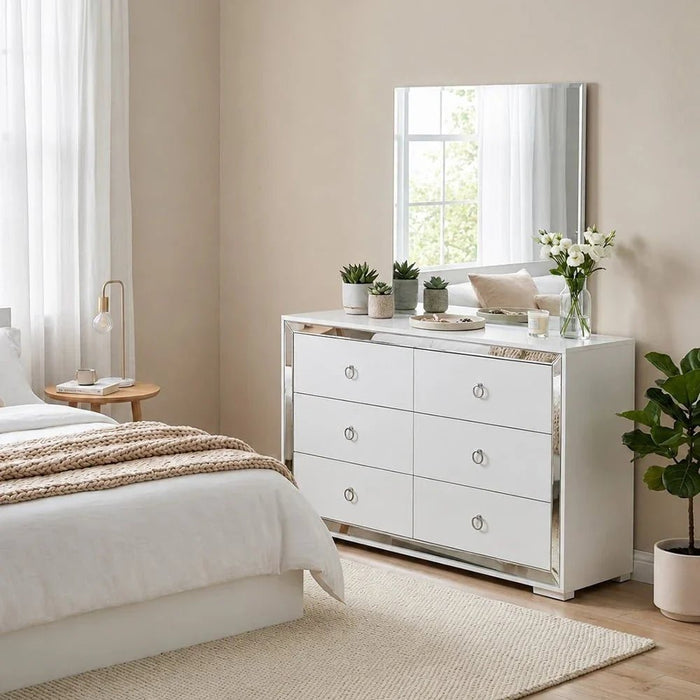 Ezekiel Dresser with Mirror-White/Silver