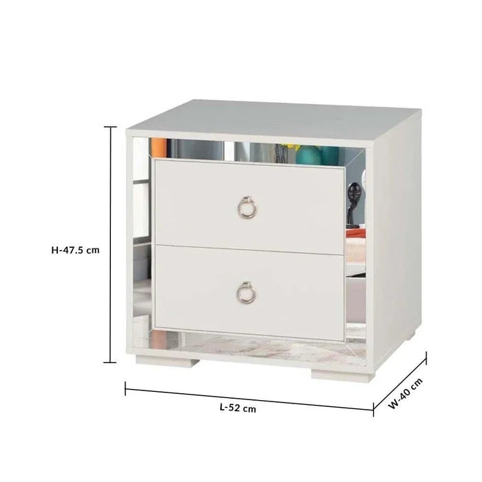 Ezekiel Night Stand-White/Silver