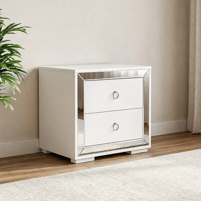 Ezekiel Night Stand-White/Silver