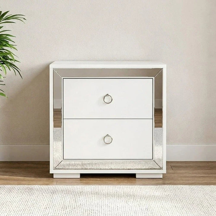 Ezekiel Night Stand-White/Silver