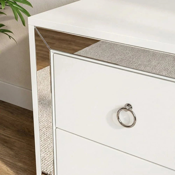 Ezekiel Night Stand-White/Silver
