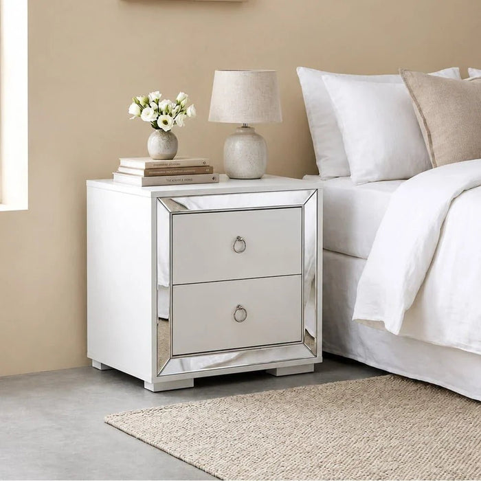 Ezekiel Night Stand-White/Silver