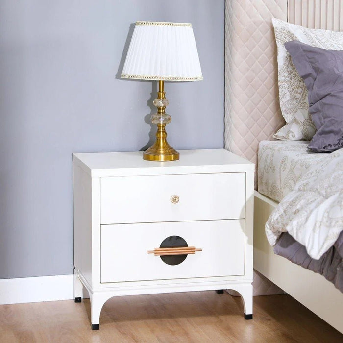 New Aloha Nightstand-White/Golden-With 2-Year Warranty