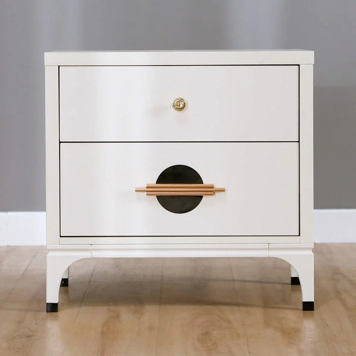 New Aloha Nightstand-White/Golden-With 2-Year Warranty