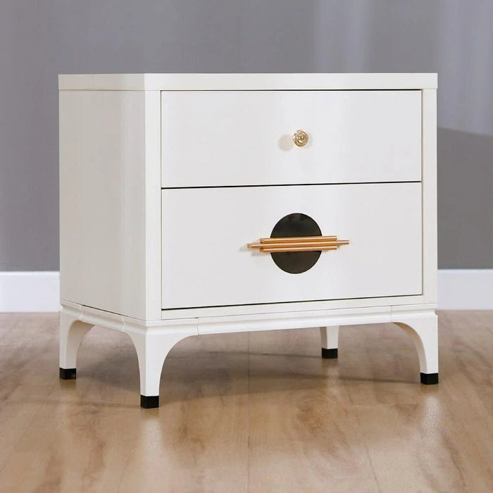 New Aloha Nightstand-White/Golden-With 2-Year Warranty