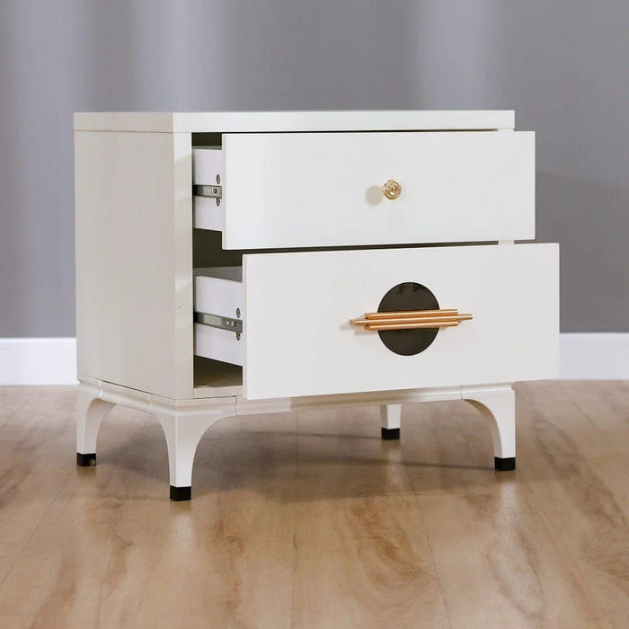 New Aloha Nightstand-White/Golden-With 2-Year Warranty