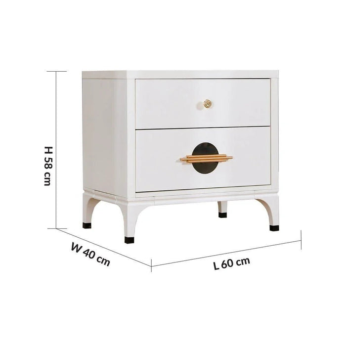 New Aloha Nightstand-White/Golden-With 2-Year Warranty