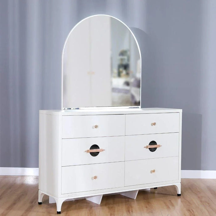 New Aloha Dresser with Mirror - White/Golden - With 2-Year Warranty