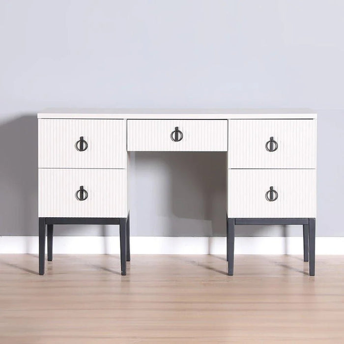 Defne Dresser with Mirror and Stool-Cream/Black-With 5-Year Warranty