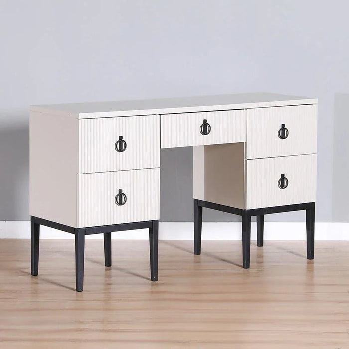 Defne Dresser with Mirror and Stool-Cream/Black-With 5-Year Warranty