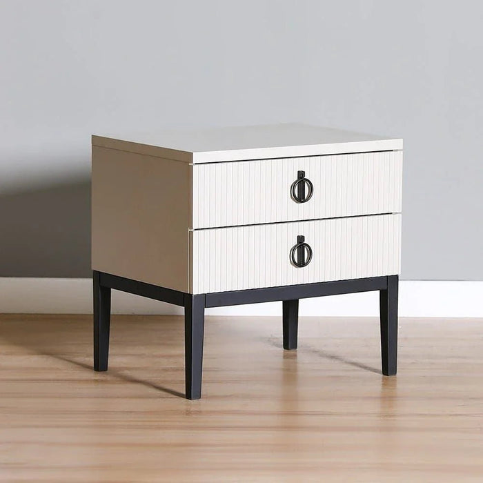 Defne Nightstand-Set of 2-Cream/Black-With 5-Year Warranty